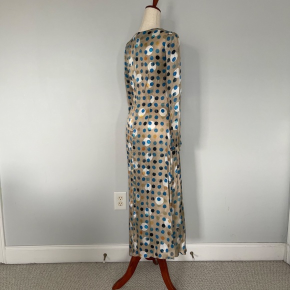 Hunter Bell Tan with Blue Polka Dot Dress - Size 4 - Picture 6 of 10